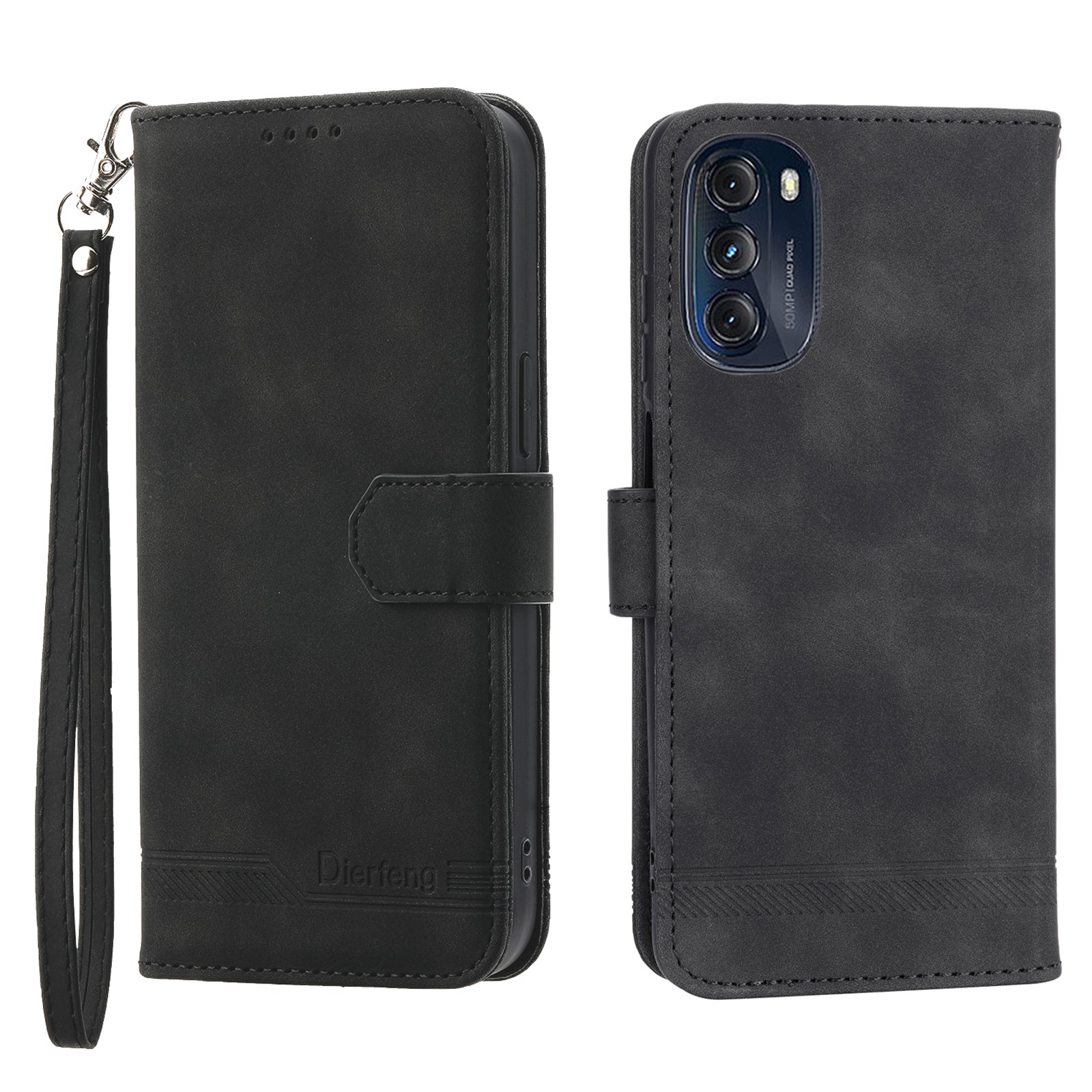 DIERFENG DF-03 Protective Phone Cover for Motorola Moto G (2022) 5G Wallet Stand Lines Imprinted PU Leather Case DIERFENG DF-03 Protective Phone Cover for Motorola Moto G (2022) 5G Wallet Stand Lines Imprinted PU Leather Case